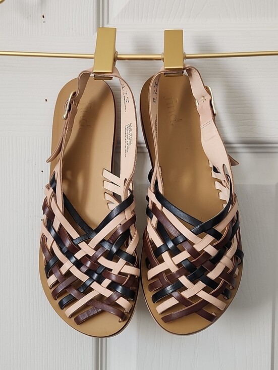 Amazon Shoes - Find Woven Multi-Color Leather Slingback Sandals - Women Size 8.5